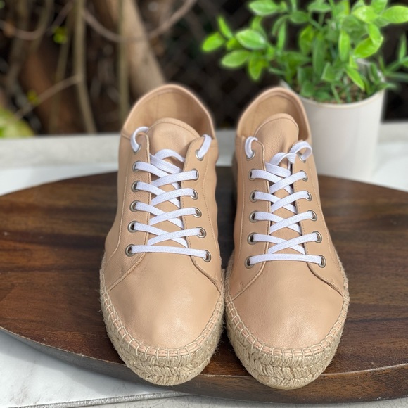 Aquatalia Flyn Water Resistant Platform Espadrille Sneaker In Cappuccino Size 9 - Picture 10 of 10